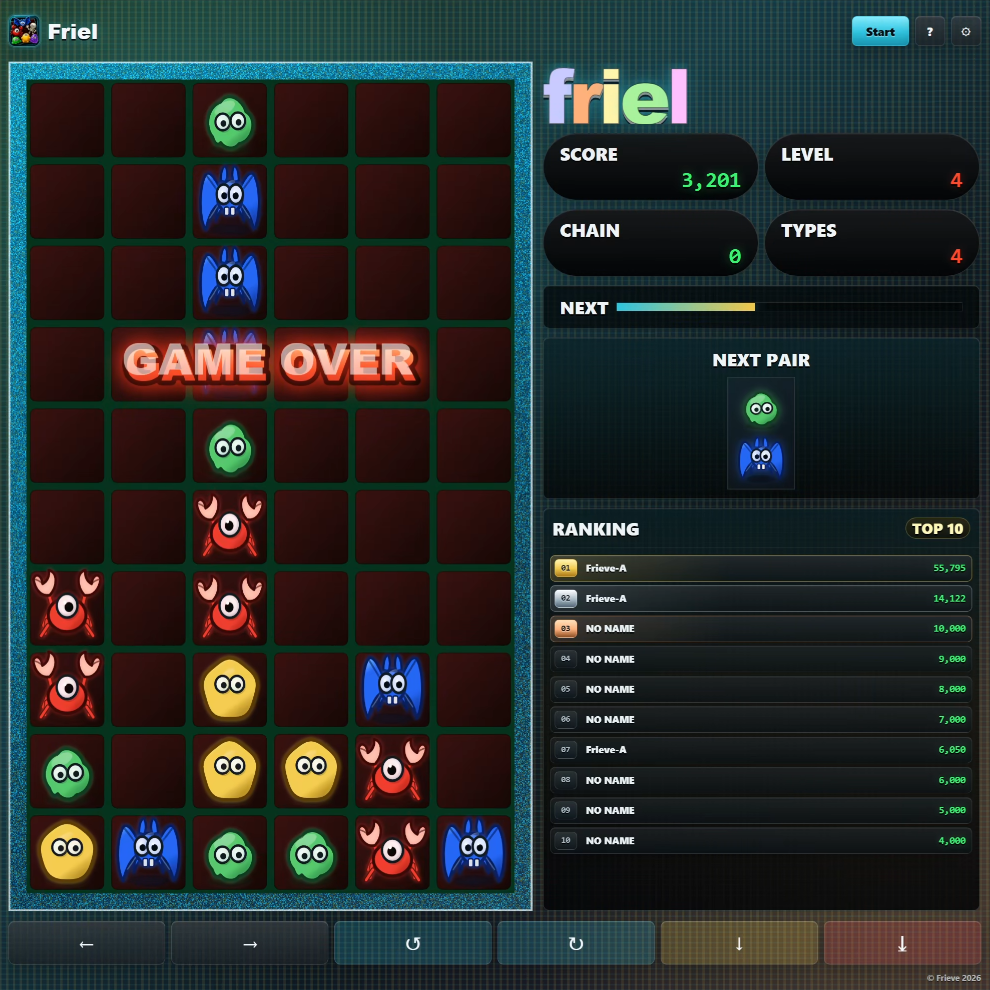 Friel game over explanation screen
